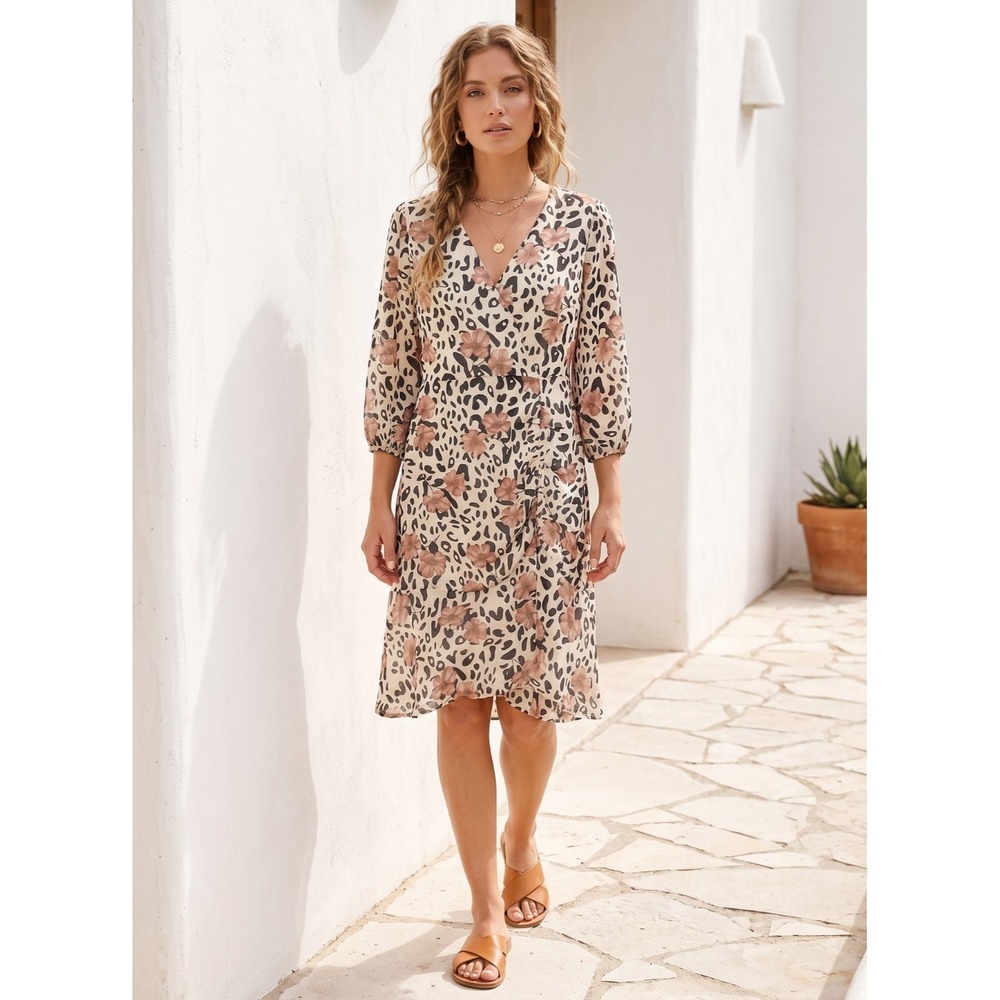 Sam‎ Edelman Flowy Mix Print Chiffon Dress Boho Whimsigoth Office Siren Size 4